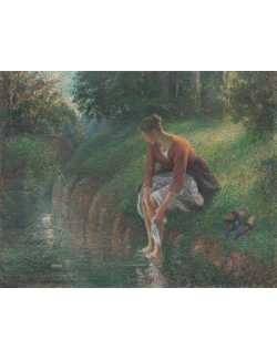 Nos Visuels - 393 Camille Pissarro (French, 1830–1903) 1999.364 - Woman Bathing Her Feet in a Brook 2